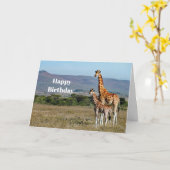Wildlife Giraffe Mutter und Baby Foto Geburtstag Karte (Gelbe Blume)