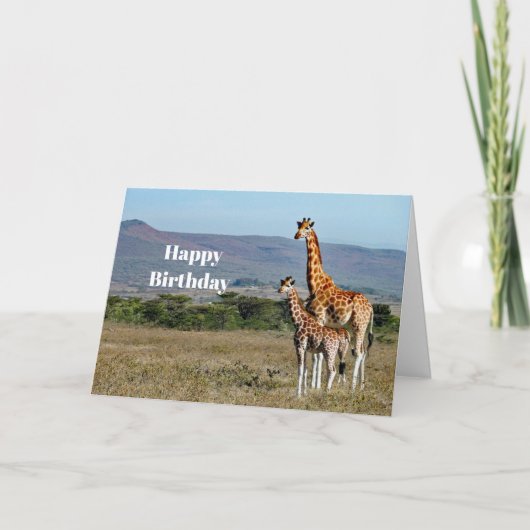 Wildlife Giraffe Mutter und Baby Foto Geburtstag Karte (Vorderseite)