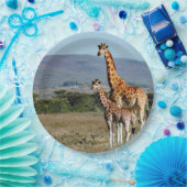 Wildlife Giraffe Mutter und Baby Foto Pappteller (Party)