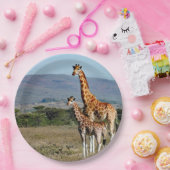 Wildlife Giraffe Mutter und Baby Foto Pappteller (Party)