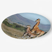 Wildlife Giraffe Mutter und Baby Foto Pappteller (Schrägansicht)