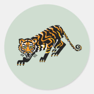 Wildlife - Graphic TIGER - Tieraktivist - Green Runder Aufkleber