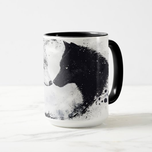 Wildlife Grau & Black Wolves Tasse (VorderseiteRechts)