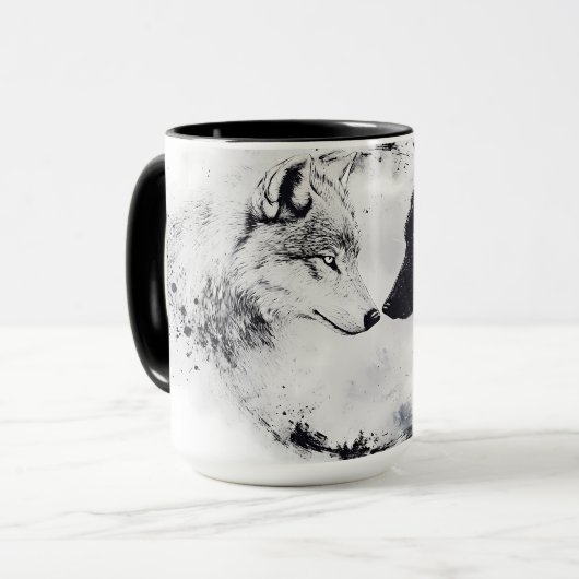 Wildlife Grau & Black Wolves Tasse (Vorderseite Links)