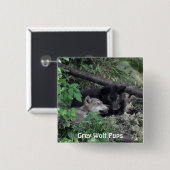 Wildlife Grey Wolf Tierfreund-Design Button (Vorne & Hinten)