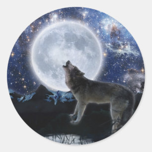 Wildlife Grey Wolf Tierfreund-Design Runder Aufkleber