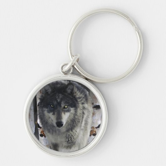 Wildlife Grey Wolf und Forest Design Schlüsselanhänger (Vorne)