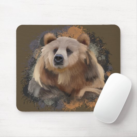 Wildlife Grizzly Bear Earth Tones Spritzer Mousepad (Mit Mouse)