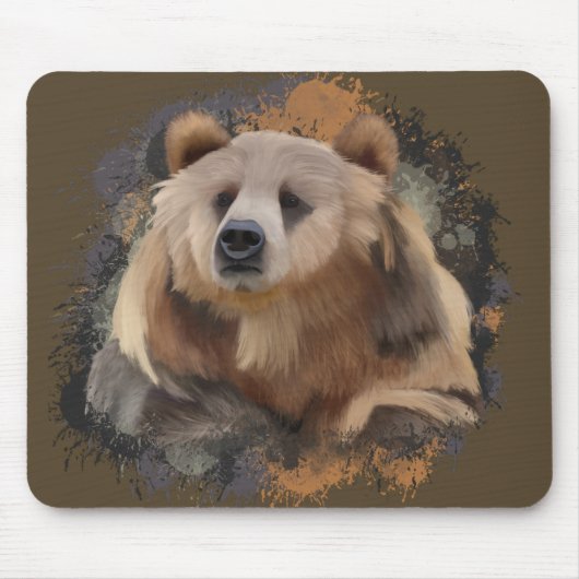 Wildlife Grizzly Bear Earth Tones Spritzer Mousepad (Vorne)