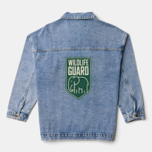 "Wildlife Guard" Minimalistisches Elefantenschild- Jeansjacke