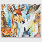Wildlife Harmony Watercolor Collage Geschenkpapier (Flach)