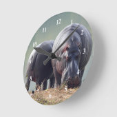 Wildlife Hippo Foto Runde Wanduhr (Winkel)