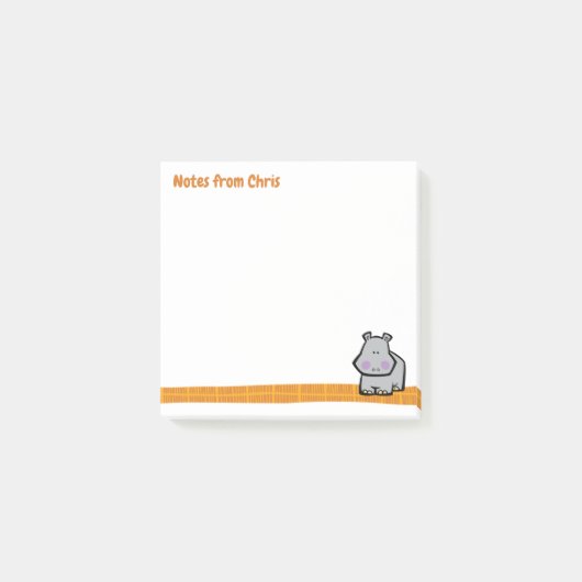 Wildlife Hippo Post-It Notes Klebezettel (Vorderseite)