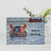Wildlife Hippo Water Foto Geburtstag Einladung (Stehend Vorderseite)