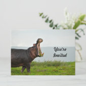 Wildlife Hippopotamus Foto Geburtstag Einladung (Stehend Vorderseite)