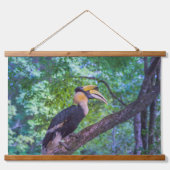 Wildlife Hornbill Bird Wandteppich Mit Holzrahmen (Vorne)