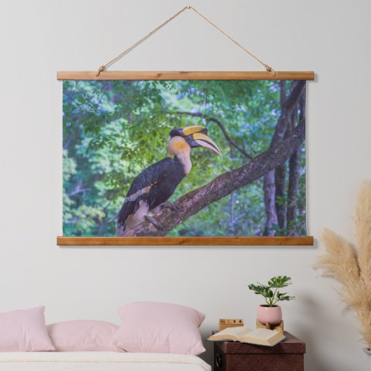 Wildlife Hornbill Bird Wandteppich Mit Holzrahmen (Schlafzimmer)