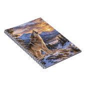 Wildlife Howling Gray Wolf Mountain Sunset Scene Notizblock (Rechte Seite)