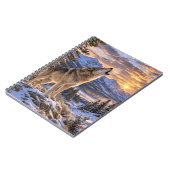 Wildlife Howling Gray Wolf Mountain Sunset Scene Notizblock (Linke Seite)