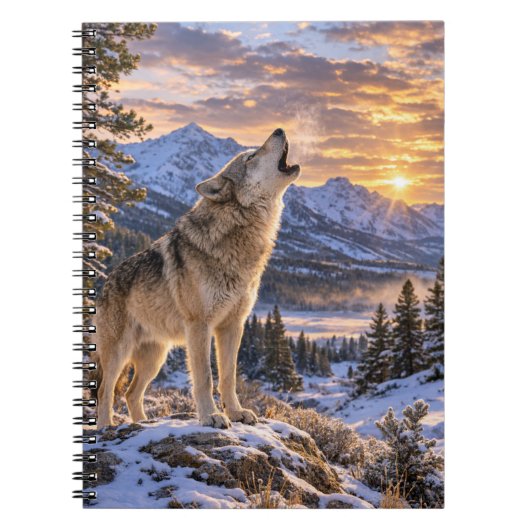 Wildlife Howling Gray Wolf Mountain Sunset Scene Notizblock (Vorderseite)