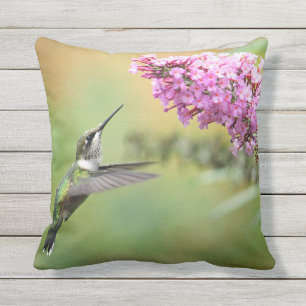 Wildlife Hummingbird Floral Foto Kissen Für Draußen