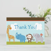 Wildlife Jungle Animals Kinderdusche Danke Karte (Stehend Vorderseite)