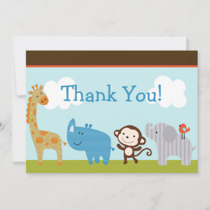 Wildlife Jungle Animals Kinderdusche Danke Karte