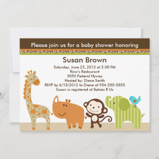 Wildlife Jungle Animals Kinderdusche Einladung