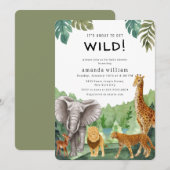 Wildlife Jungle Sarafi Animals Forest Baby Shower  Einladung (Vorne/Hinten)