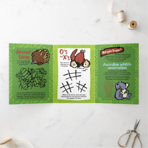 Wildlife Kanagroo Puzzle Grußkarte dreimal Dreifach Gefaltete Urlaubskarte