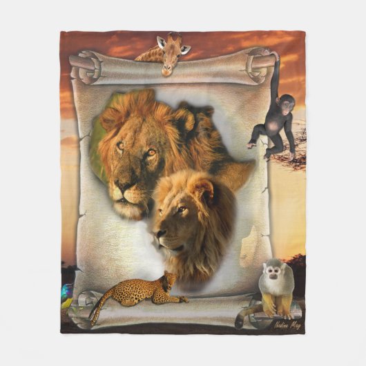 Wildlife Lion aus Afrika Fleecedecke (Vorderseite)