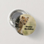 Wildlife Lion Cub Foto Geburtstag Button (Vorne & Hinten)