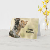 Wildlife Lion Cub Foto Geburtstag Karte (Gelbe Blume)