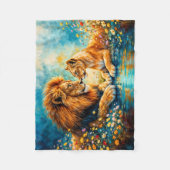 Wildlife Lion Lioness Fantasy Romantische Kunst Fleecedecke (Vorderseite)