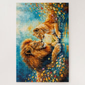 Wildlife Lion Lioness Fantasy Romantische Kunst Puzzle (Vertikal)