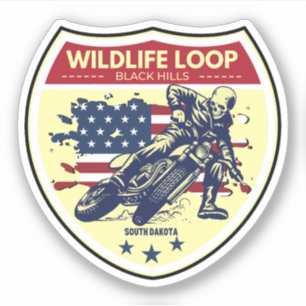 Wildlife Loop Road Motorrad-Radtour Süd-Dakota Aufkleber