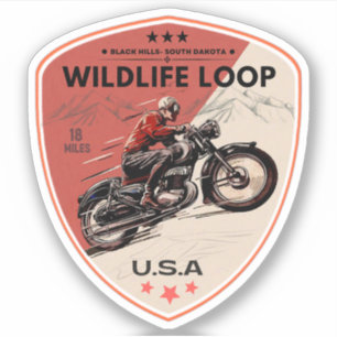 Wildlife Loop Road Motorrad-Rundreise Süd-Dakota Aufkleber