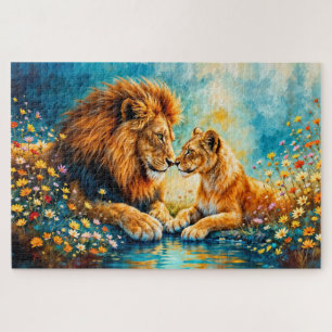 Wildlife Löwe Löwin Fantasy romantische Kunst Puzzle