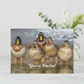 Wildlife Mallard Ducks Foto Geburtstag Einladung (Stehend Vorderseite)