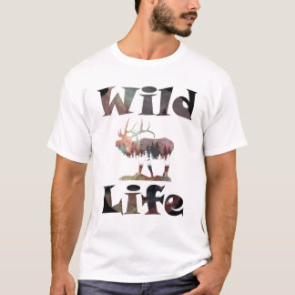 Wildlife mit röhrendem Elch Aquarell-Design T-Shirt
