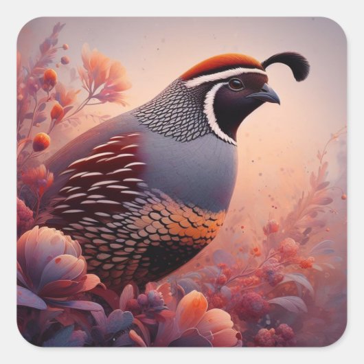 Wildlife Nature California Quail Bird Quadratischer Aufkleber (Vorderseite)