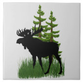 Wildlife Nature Elche Silhouette Keramik Tile Fliese (Vorderseite)