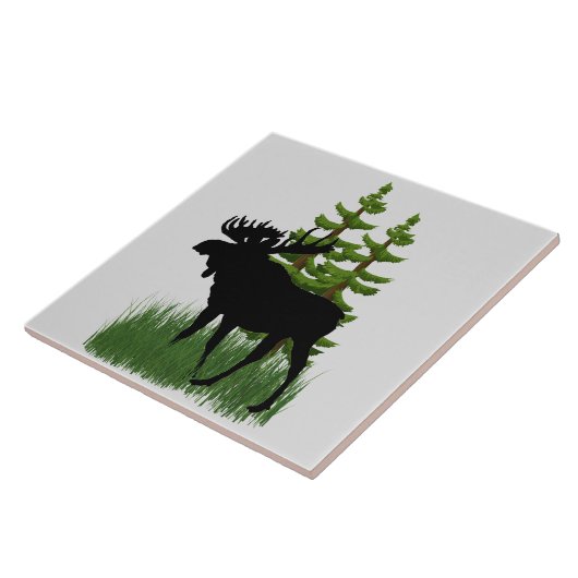 Wildlife Nature Elche Silhouette Keramik Tile Fliese (Seite)
