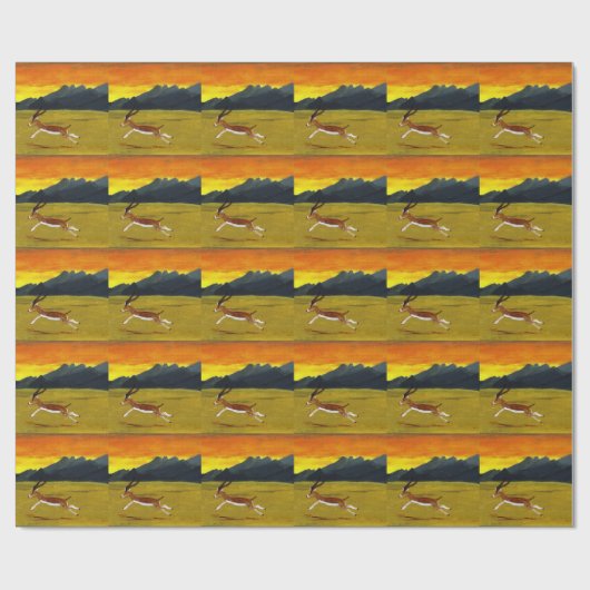 Wildlife Pattern Sunset Gazelle Running Geschenkpapier (Flach)