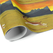 Wildlife Pattern Sunset Gazelle Running Geschenkpapier (Rolleneckpunkt)
