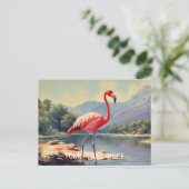 Wildlife Pink Flamingo River Vintag Postkarte (Stehend Vorderseite)