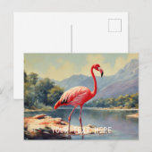 Wildlife Pink Flamingo River Vintag Postkarte (Vorne/Hinten)
