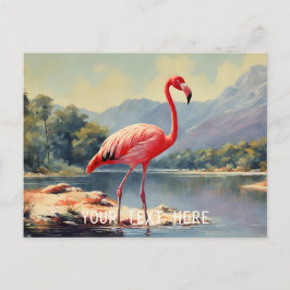 Wildlife Pink Flamingo River Vintag Postkarte