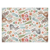Wildlife Rabbit Pink Floral Pattern Tablecloth Tischdecke (Vorderseite (Horizontal))