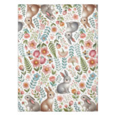 Wildlife Rabbit Pink Floral Pattern Tablecloth Tischdecke (Vorderseite)